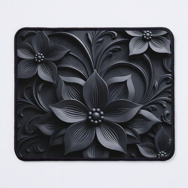 Item preview, Black Floral Gothic Wall Art – Elegant Dark Botanical Pattern designed and sold by Kaleidoscope Print.