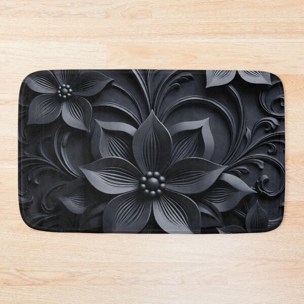 Item preview, Black Floral Gothic Wall Art – Elegant Dark Botanical Pattern designed and sold by Kaleidoscope Print.