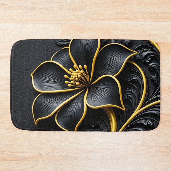Item preview, Black and Gold Floral Wall Art – Luxury Elegant Botanical Design designed and sold by Kaleidoscope Print.