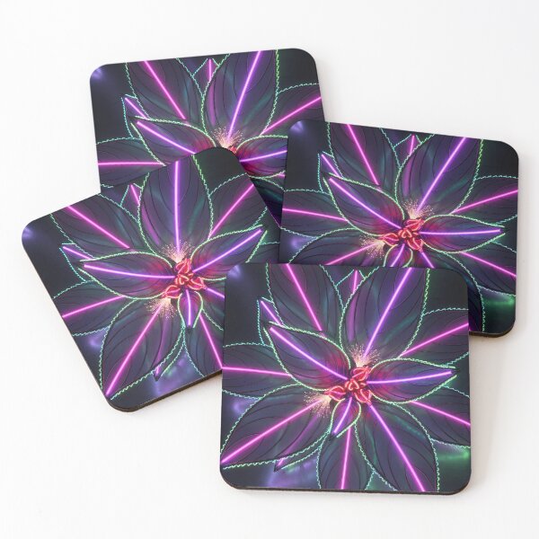 Item preview, Neon Impatiens – Dark Laser Botanical Glowing Art Print designed and sold by Scoutic-Neon.