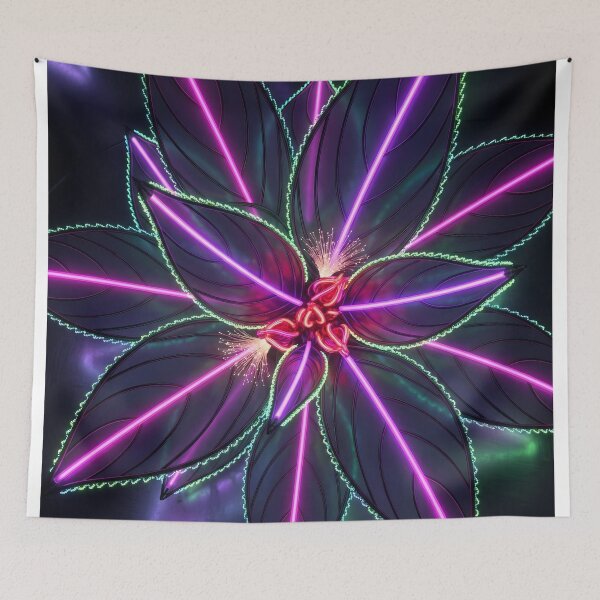 Item preview, Neon Impatiens – Dark Laser Botanical Glowing Art Print designed and sold by Scoutic-Neon.