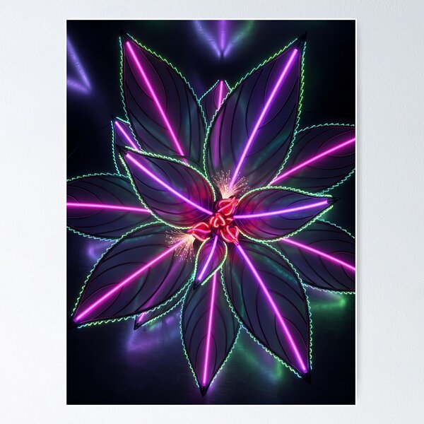 Item preview, Neon Impatiens – Dark Laser Botanical Glowing Art Print designed and sold by Scoutic-Neon.