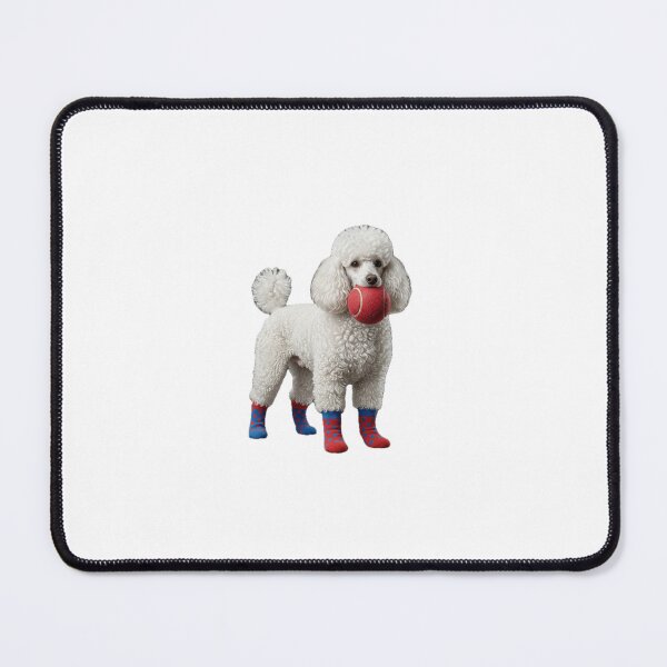 Item preview, Adorable white Poodle puppy with colorful socks and a red ball. designed and sold by HilDesign.
