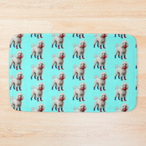 Item preview, Adorable white Poodle puppy with colorful socks and a red ball. designed and sold by HilDesign.