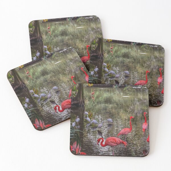 Item preview, Flamingos in Lush Tropical Waterway designed and sold by aadventures.
