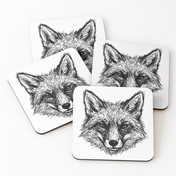 Item preview, Sketch Style Fox Head Wild Animal Line Art designed and sold by cameoartworks.