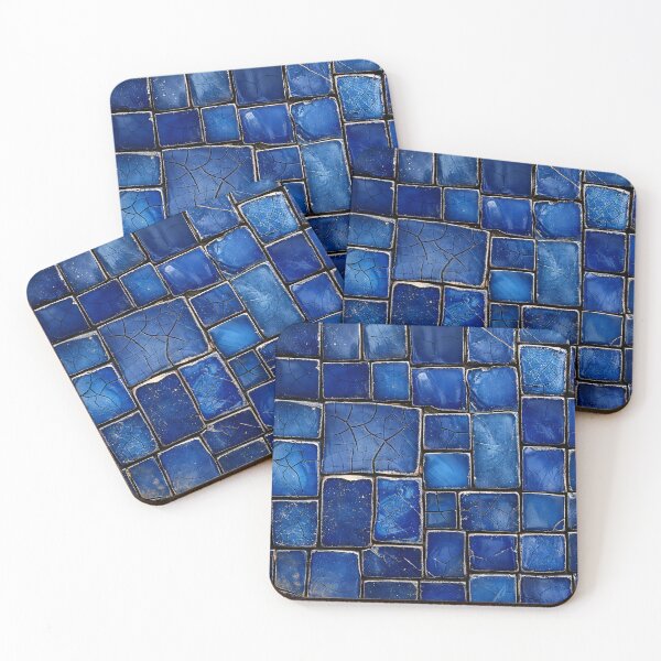 Item preview, Cobalt Blue Mosaic Tile Pattern – Vintage Ceramic Abstract Wall Art designed and sold by Kaleidoscope Print.