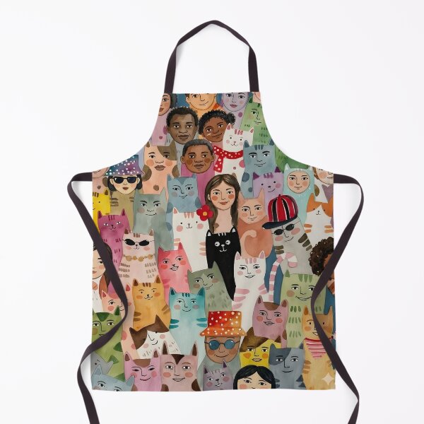 Item preview, Diverse People and Cats Whimsical Crowd designed and sold by PholPol1959.