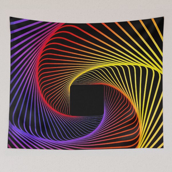 Artikelvorschau, Abstrakte Neon-Regenbogenspirale – Psychedelische geometrische optische Täuschung entworfen und verkauft von Kaleidoscope Print.