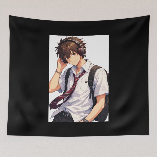 Item preview, anime guy with headphones designed and sold by lilypadblue.