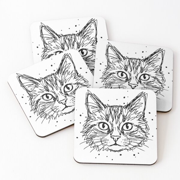 Item preview, Sketchy Cat Face Minimal Line Art designed and sold by cameoartworks.