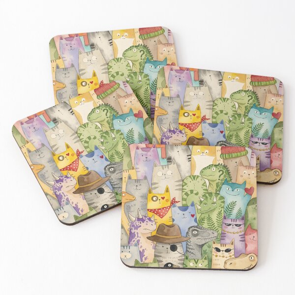 Item preview, Quirky Cats and Dinosaurs Character Crowd designed and sold by PholPol1959.