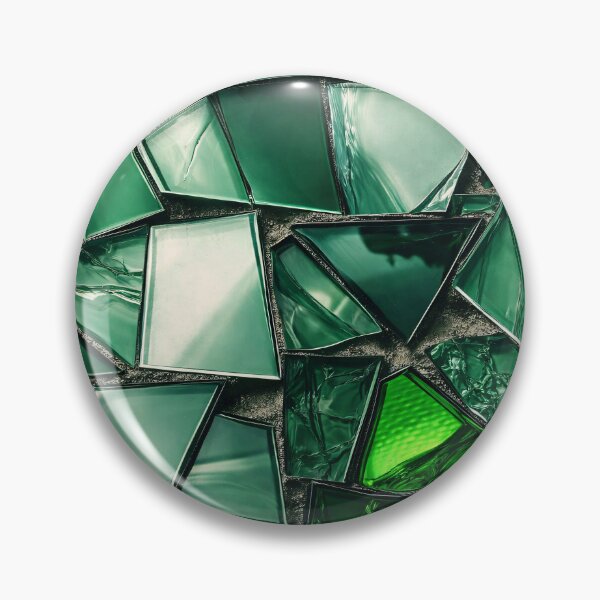 Item preview, Emerald Green Glass Mosaic – Abstract Geometric Stained Glass Art designed and sold by Kaleidoscope Print.