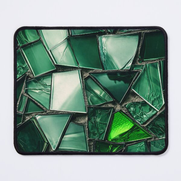 Item preview, Emerald Green Glass Mosaic – Abstract Geometric Stained Glass Art designed and sold by Kaleidoscope Print.