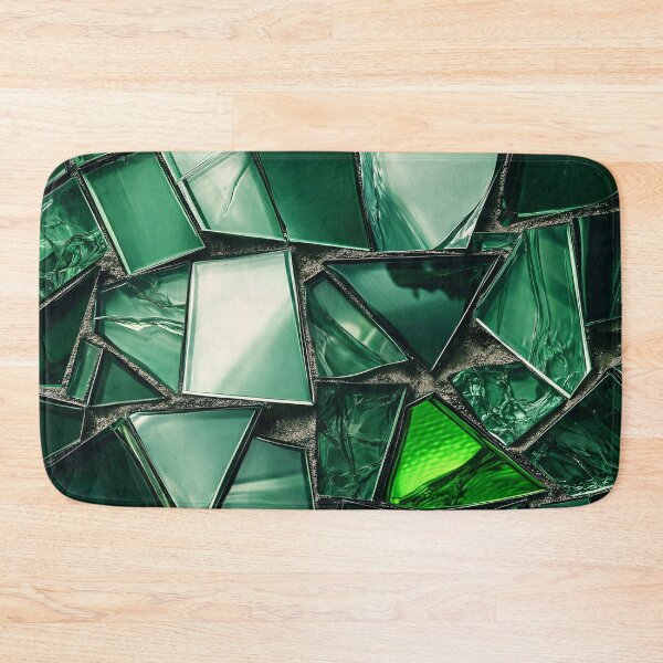 Item preview, Emerald Green Glass Mosaic – Abstract Geometric Stained Glass Art designed and sold by Kaleidoscope Print.
