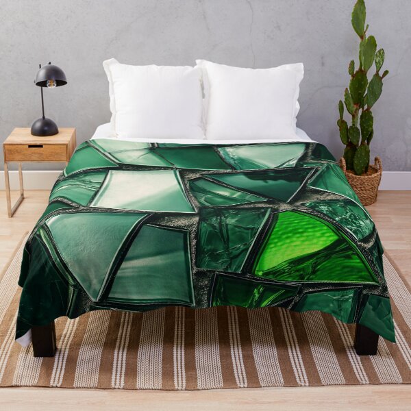 Item preview, Emerald Green Glass Mosaic – Abstract Geometric Stained Glass Art designed and sold by Kaleidoscope Print.