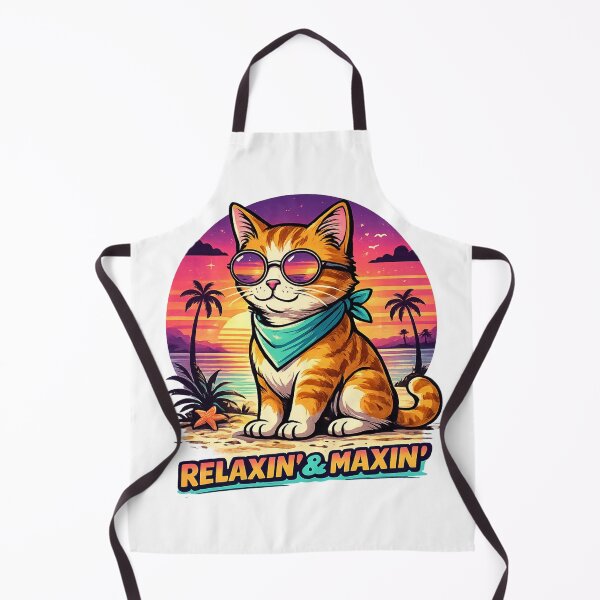 Item preview, Relaxin Maxin Cat Sunset Beach Vibes designed and sold by PawTheory.