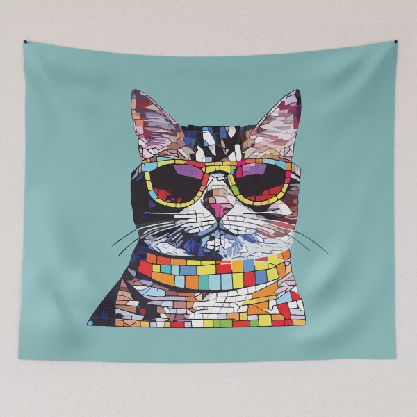 Item preview, mosaic cool cat geometric designed and sold by designmari.