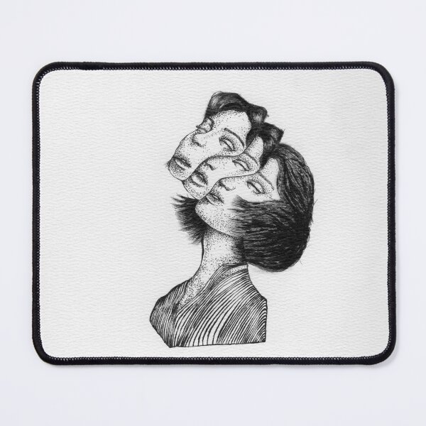 Item preview, Fractured Identity — Hand-Drawn Ink Portrait Art Print designed and sold by sebsdead.
