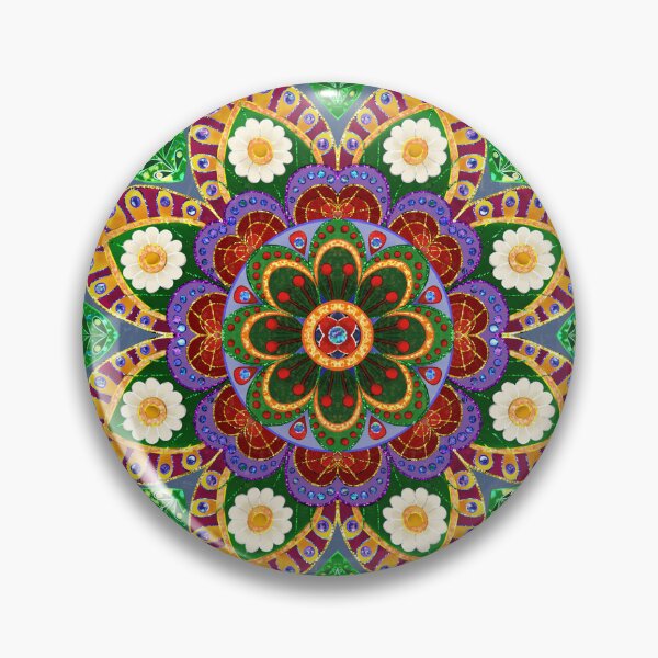 Item preview, Vibrant Floral Mandala - Emerald and Gold Garden Bloom designed and sold by BHDigitalArt.