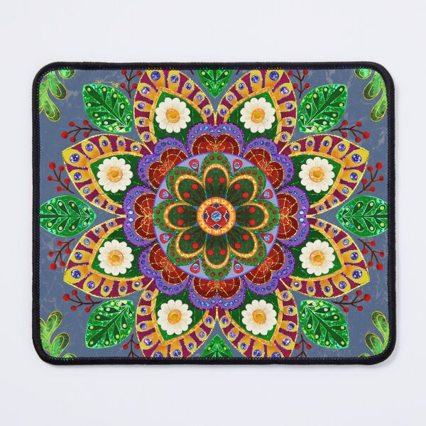 Item preview, Vibrant Floral Mandala - Emerald and Gold Garden Bloom designed and sold by BHDigitalArt.