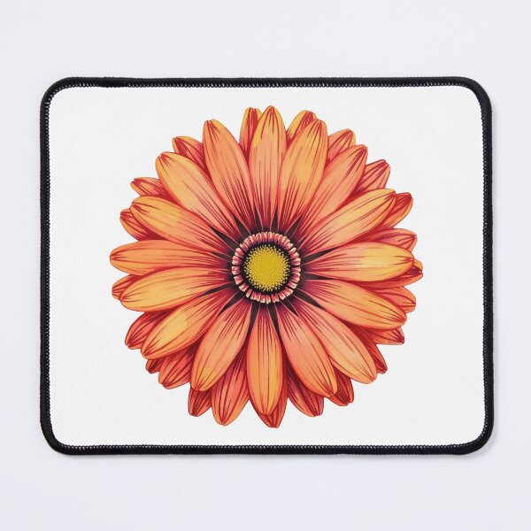 Item preview, Bright Orange Gerbera Daisy Close-Up On Black Background With Vibrant Petals And Yellow Center designed and sold by KanDa-Shop.