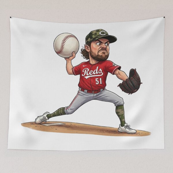 Item preview, Brady Singer #51 -Cincinnati Reds Baseball Caricature designed and sold by artsdylan.