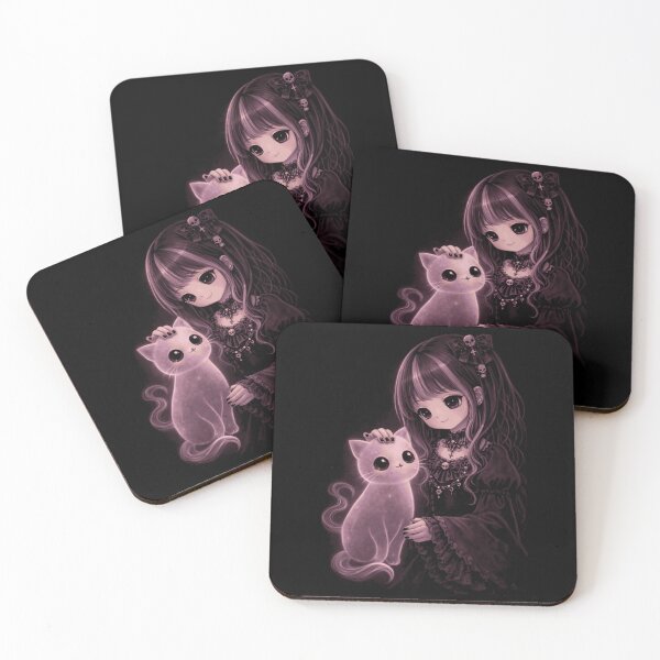 Item preview, Gothic Girl with Ghost Cat – Dark Kawaii Gothic Aesthetic  designed and sold by printedartgoods.