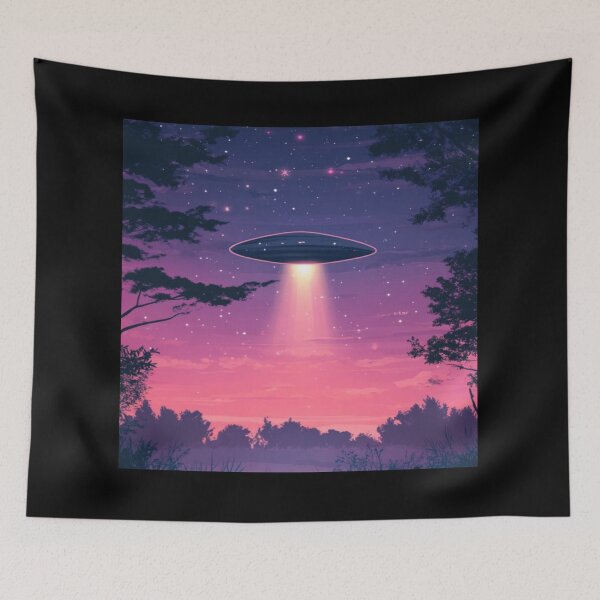 Item preview, Colorful bright Starry night and ufo  designed and sold by NivyasArtistry.