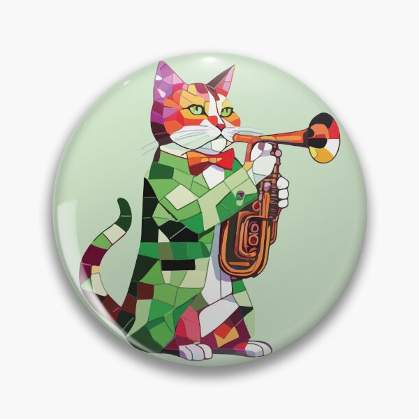 Item preview, geometric trumpeter cat mosaic designed and sold by designmari.