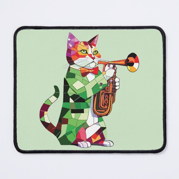 Item preview, geometric trumpeter cat mosaic designed and sold by designmari.