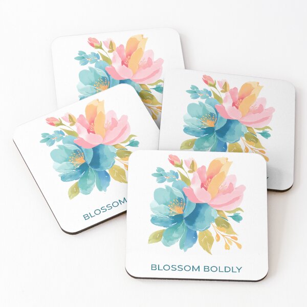 Item preview, Blossom Boldly Inspirational Quote Watercolor Flower Icon designed and sold by BobaBunny76.