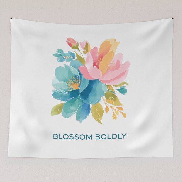 Item preview, Blossom Boldly Inspirational Quote Watercolor Flower Icon designed and sold by BobaBunny76.