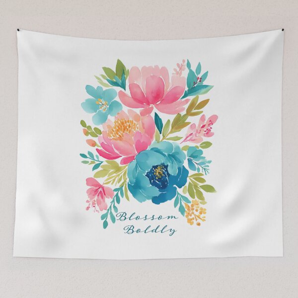 Item preview, Blossom Boldly Inspirational Quote Watercolor Flower Icon designed and sold by BobaBunny76.