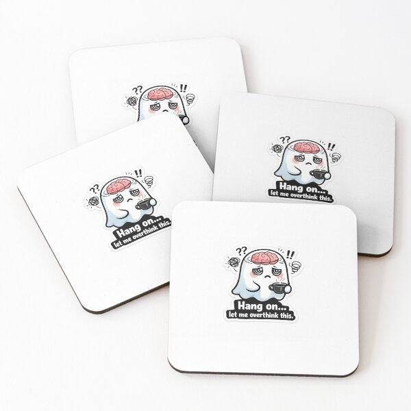 Item preview, Hang On Let Me Overthink This Cute Ghost Funny Sticker, Relatable Anxiety Meme designed and sold by Humpty143.