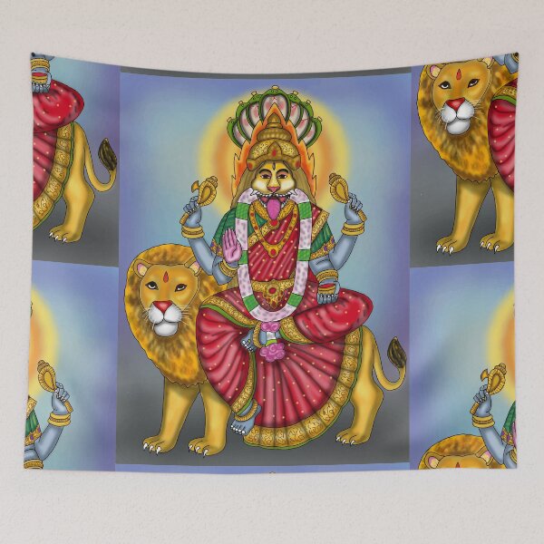 Item preview, Goddess Narsimhi Artwork – Fierce Divine Feminine Hindu Illustration designed and sold by Harshit_Digital_Arts.