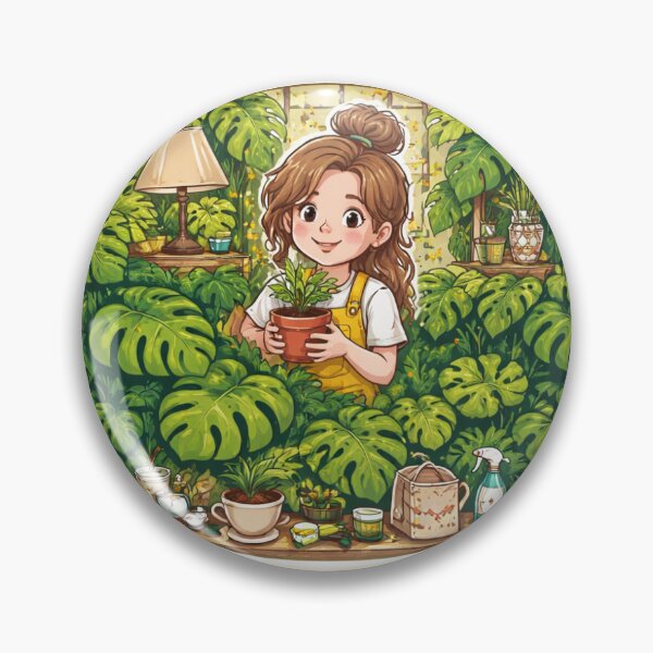 Item preview, Plant lady bestseller, green thumb "Plant Lady: I Have Issues" with overgrown monstera choking room, chaotic cute --ar 1:1 designed and sold by SparkVault.