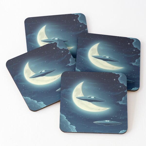 Item preview, Bright Moonlight and ufo drawing  designed and sold by NivyasArtistry.