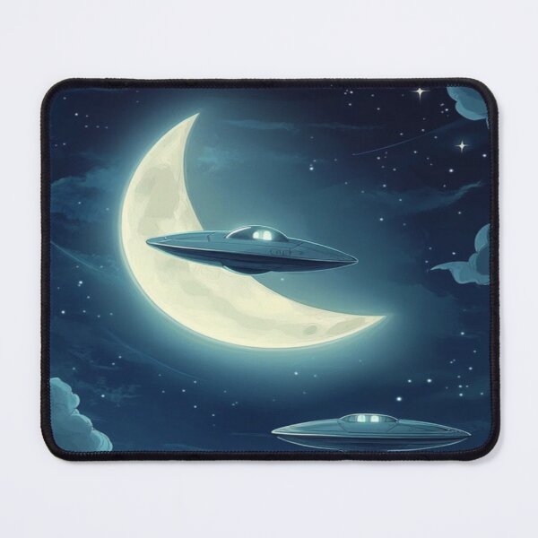 Item preview, Bright Moonlight and ufo drawing designed and sold by NivyasArtistry.