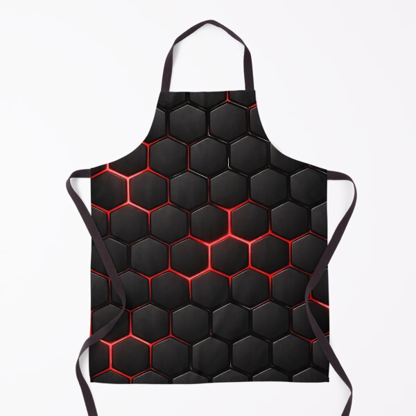 Item preview, Black Hexagon Tech Pattern – Red Neon Futuristic Geometric Wall Art designed and sold by Kaleidoscope Print.