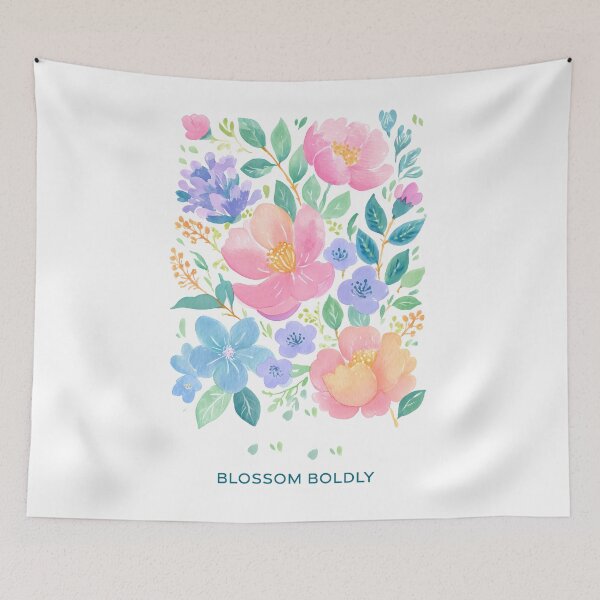 Item preview, Blossom Boldly Inspirational Quote Watercolor Flower Icon designed and sold by BobaBunny76.