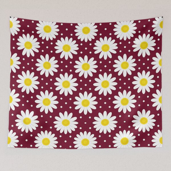 Item preview, Daisy Polka Dot Spring Pattern on Burgundy designed and sold by Jedillm .