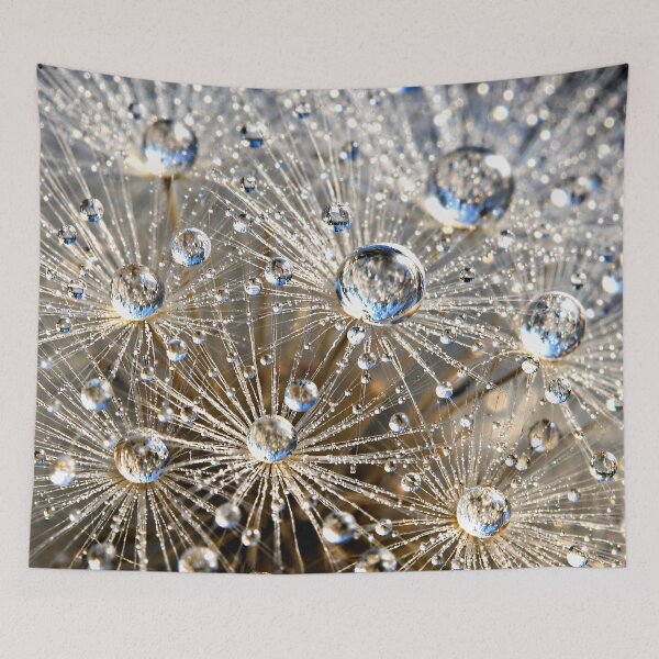 Item preview, Sparkling Dew on Dandelion Seeds – Elegant Macro Nature Photography Print designed and sold by Kaleidoscope Print.