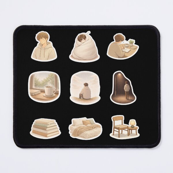Item preview, Cozy Introvert Boy Aesthetic Sticker – Rainy Window Hoodie Minimalist Art designed and sold by Cana Creations.