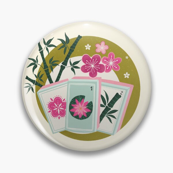 Item preview, Mahjong Garden - retro bubble badge designed and sold by Home Cyn Home.