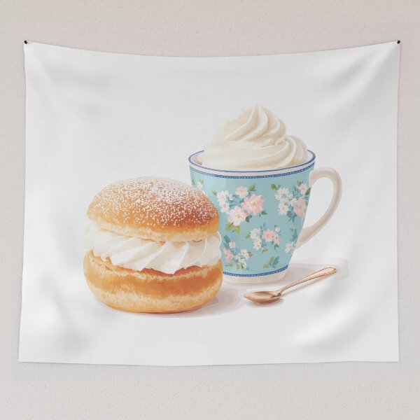 Item preview, Semla and Coffee Cute French Café Dessert Art designed and sold by BobaBunny76.