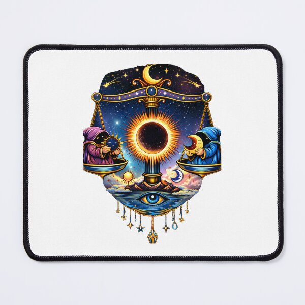 Item preview, Celestial Balance Eclipse – Sun Moon Scales Fantasy Cosmic Art designed and sold by Aurora & Ink Artworks .