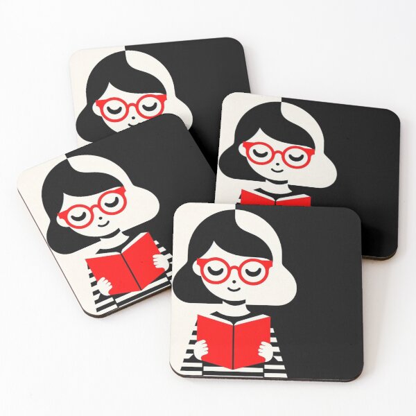 Item preview, Minimalist Reading Girl Illustration with Red Glasses designed and sold by AlxVel.