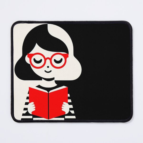 Item preview, Minimalist Reading Girl Illustration with Red Glasses designed and sold by AlxVel.