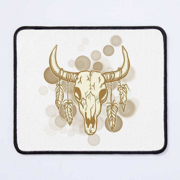 Item preview, Cowboy Skull with Feathers on Antlers - Aesthetic Illustration designed and sold by iamKRUK.